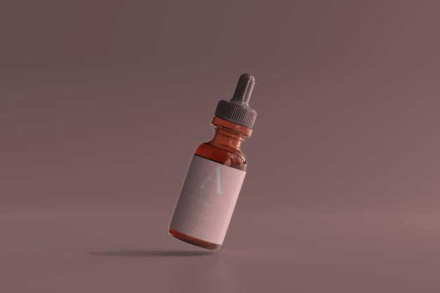 Free Amber Glass Dropper Bottle Mockup Psd