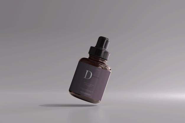 Free Amber Glass Dropper Bottle Mockup Psd