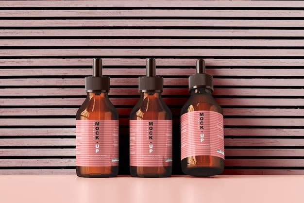 Free Amber Glass Dropper Bottle Mockup Psd