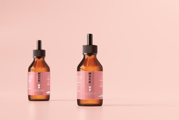 Free Amber Glass Dropper Bottle Mockup Psd