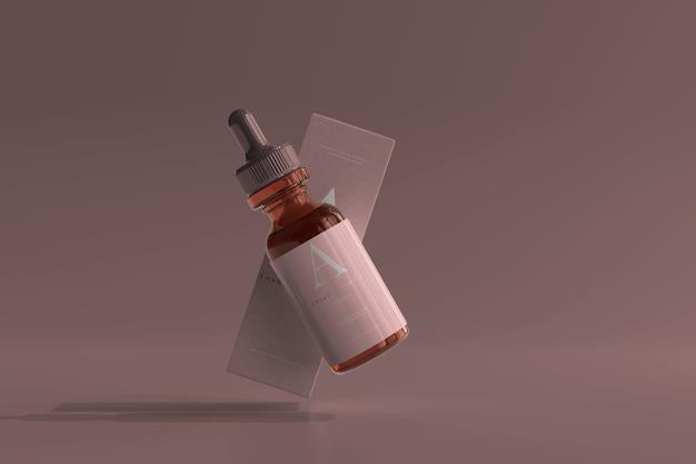 Free Amber Glass Dropper Bottle With Box Mockup Psd