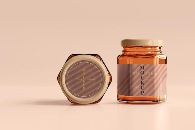 Free Amber Glass Jar Mockup Psd