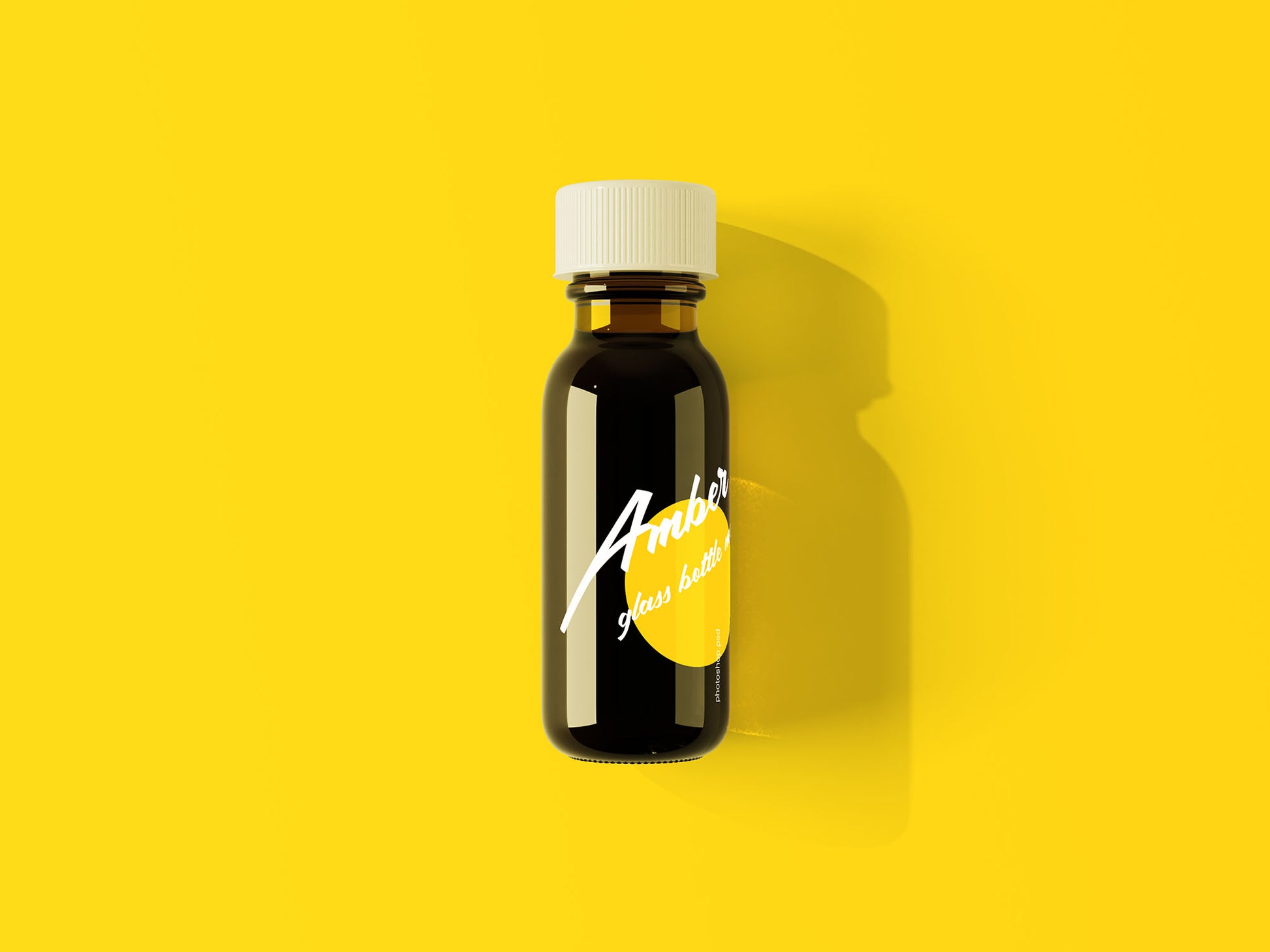 Free Amber Glass Mini Bottle Mockup