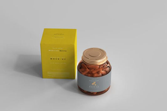 Free Amber Medicine Bottle And Box Mockup Psd