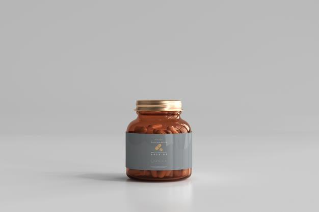 Free Amber Medicine Bottle Mockup Psd