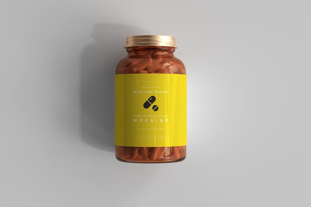 Free Amber Medicine Bottle Mockup Psd