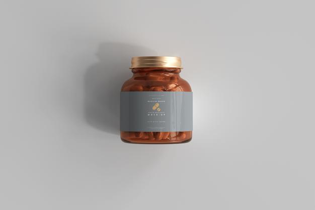 Free Amber Medicine Bottle Mockup Psd