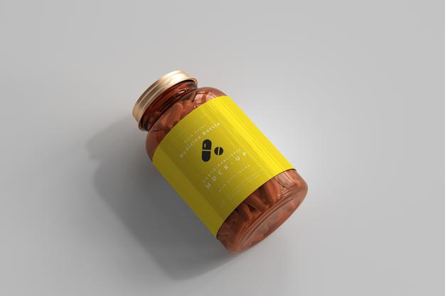 Free Amber Medicine Bottle Mockup Psd