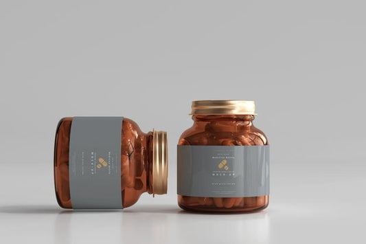 Free Amber Medicine Bottles Mockup Psd