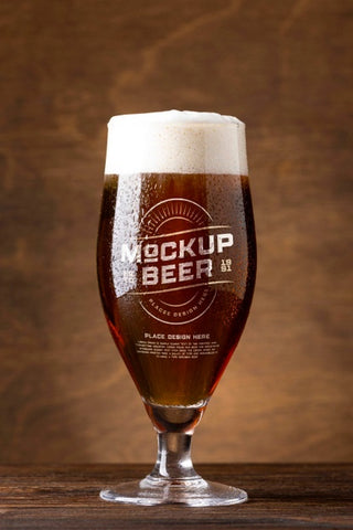 Free American Style Beer Glass Mockup Psd