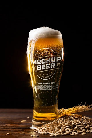 Free American Style Beer Glass Mockup Psd