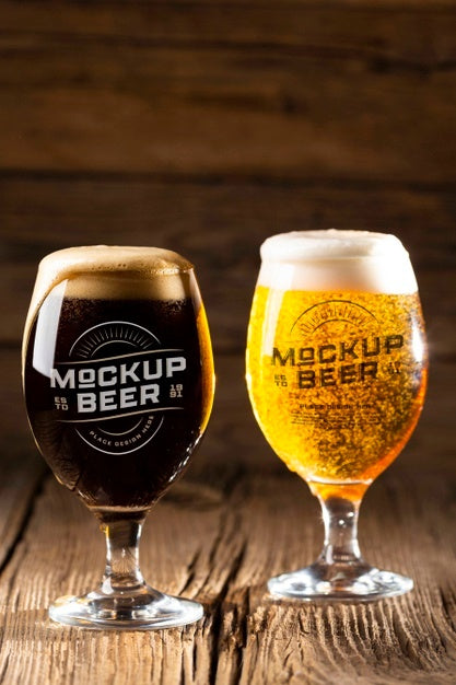 Free American Style Beer Glass Mockup Psd