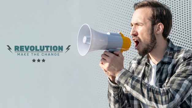 Free Angry Man Shouting Through Megaphone Psd