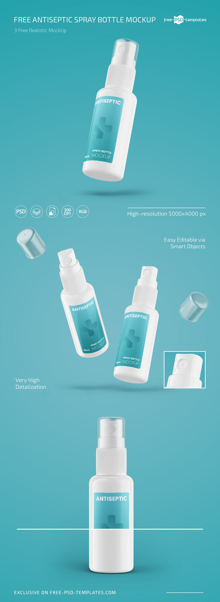 Free Antiseptic Spray Bottle Mockup