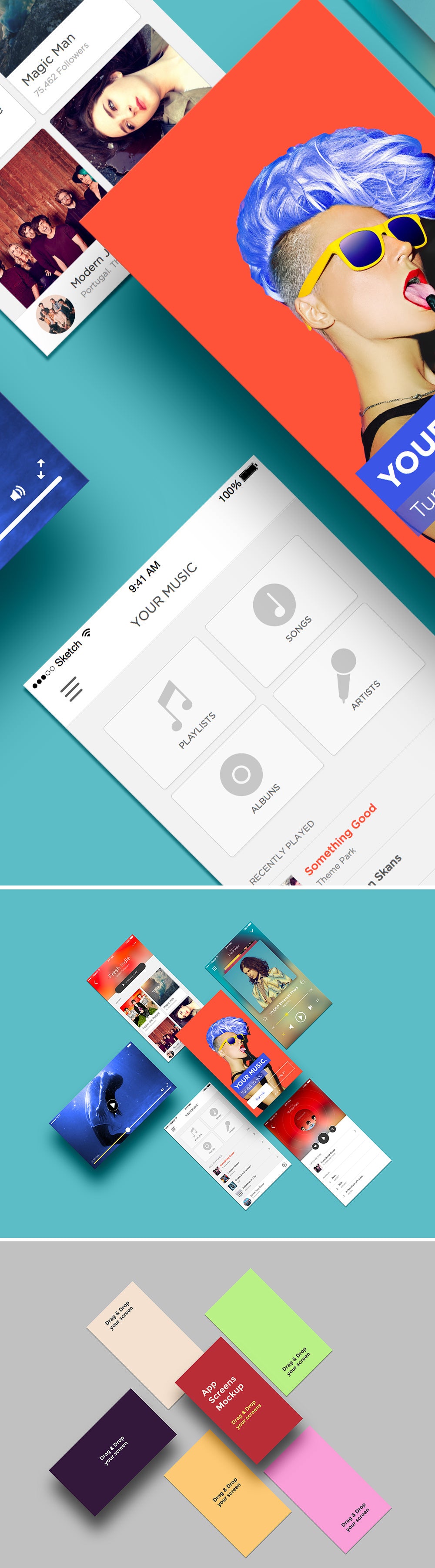 Free Mobile App Screens Mockup