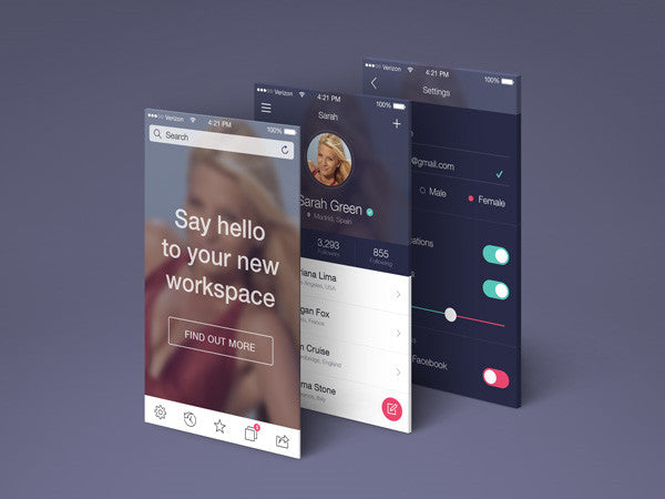 Free App Screens Perspective Mockup