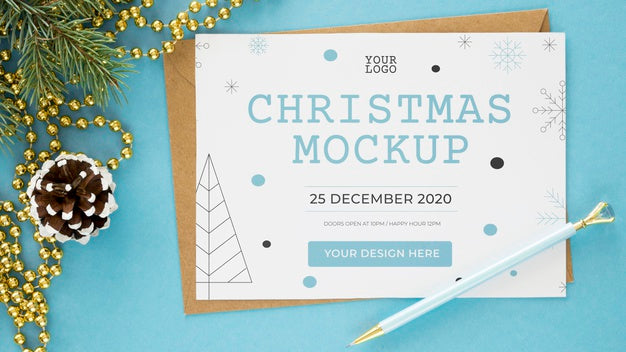 Free Arrangement Of Christmas Eve Elements Mock-Up Psd