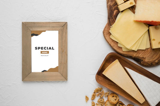 Free Arrangement Of Delicious Foods With Frame Mock-Up Psd