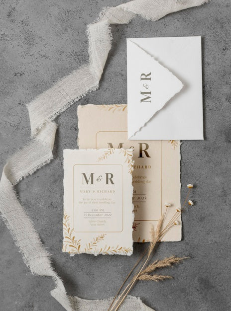 Free Arrangement Of Elegant Wedding Mock-Up Cards Psd