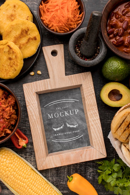 Free Arrangement Of Food Mock-Up Flat Lay Psd