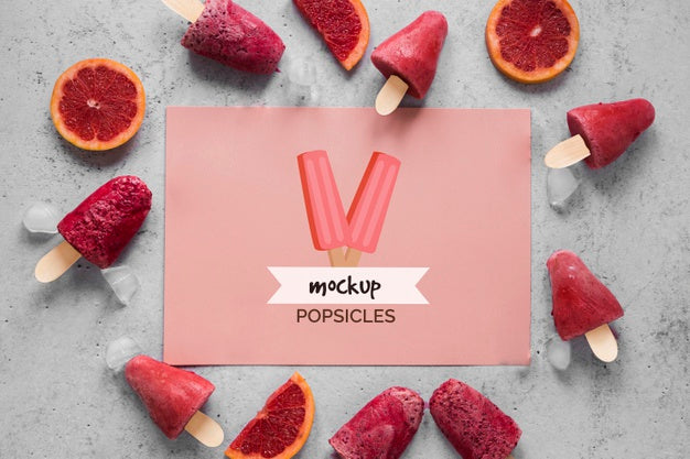 Free Arrangement Of Fresh Popsicles With Mock-Up Card Psd