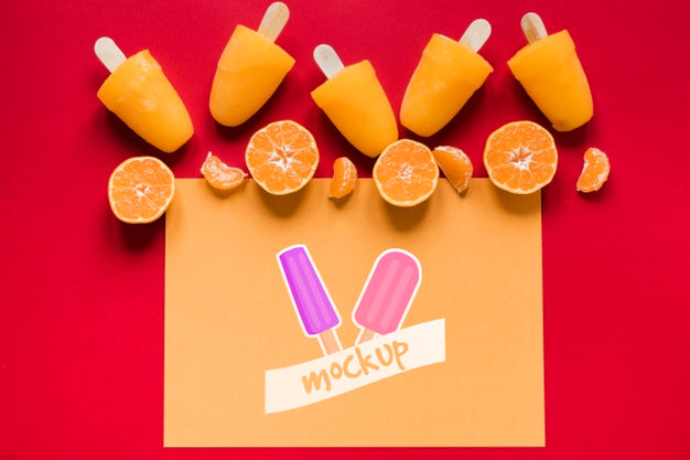 Free Arrangement Of Fresh Popsicles With Mock-Up Card Psd