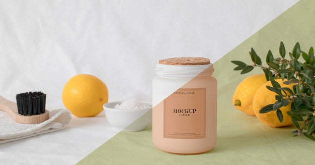 Free Arrangement Of Mock-Up Candle Packaging Psd