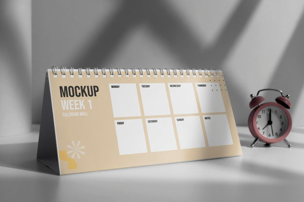 Free Arrangement Of Mock-Up Table Calendar Indoors Psd