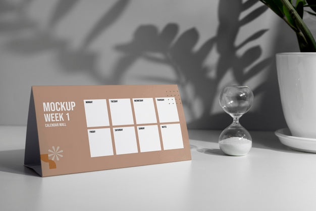 Free Arrangement Of Mock-Up Table Calendar Indoors Psd