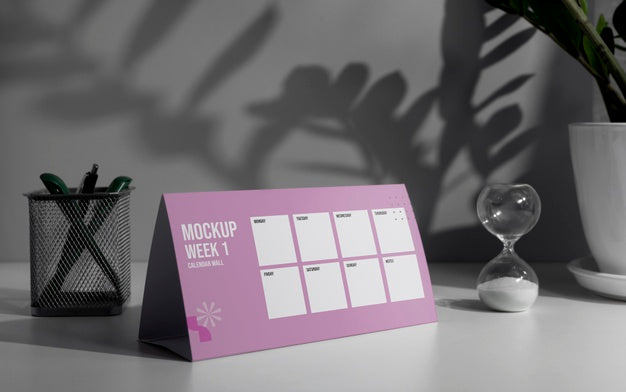 Free Arrangement Of Mock-Up Table Calendar Indoors Psd