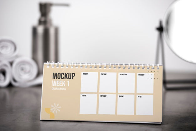 Free Arrangement Of Mock-Up Table Calendar Indoors Psd