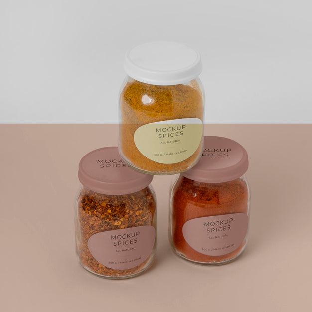 Free Arrangement Of Spices With Label Mock-Up Psd