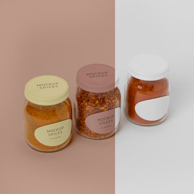 Free Arrangement Of Spices With Label Mock-Up Psd