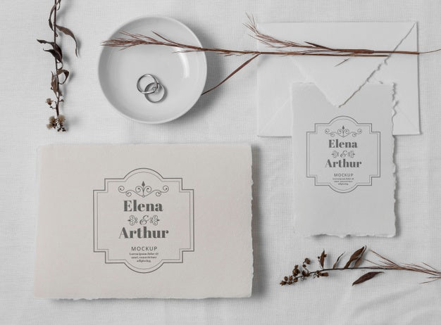 Free Arrangement Of Wedding Mock-Up Cards Psd