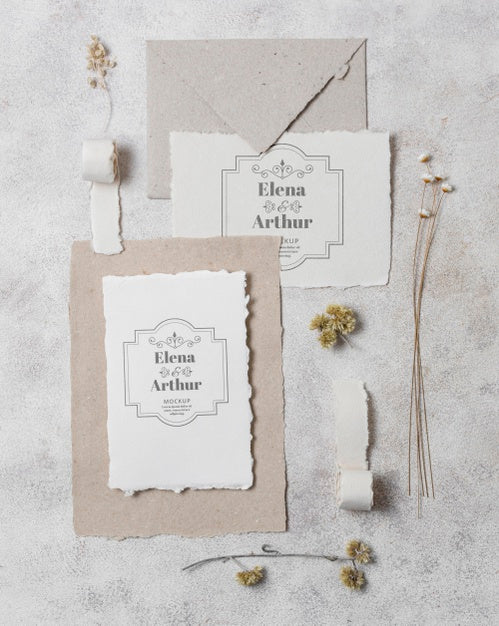 Free Arrangement Of Wedding Mock-Up Cards Psd