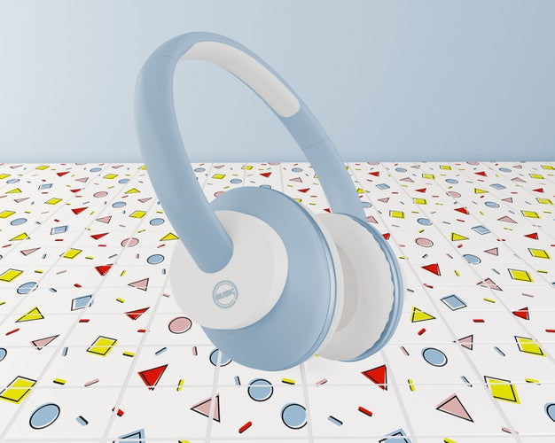 Free Arrangement With Blue Earphones Psd