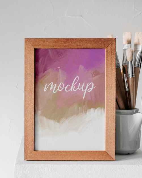 Free Arrangement With Mock-Up Frame Indoors Psd