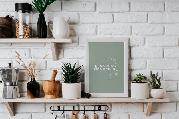 Free Arrangement With Mock-Up Frame Indoors Psd