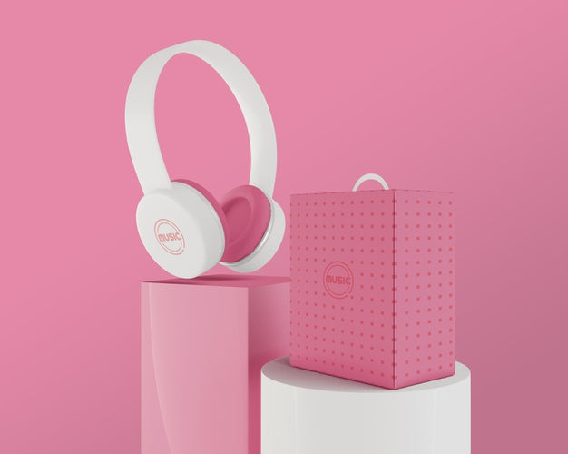 Free Arrangement With White Earphones Psd