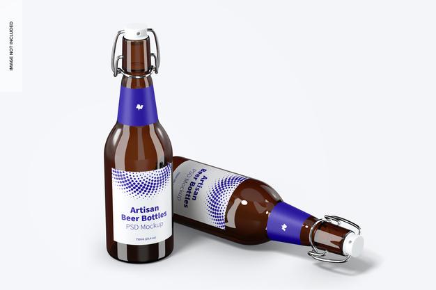 Free Artisan Beer Bottles Mockup Psd