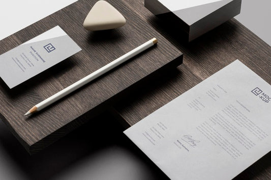 Free Assortment Of Mock-Up Stationery On Wood Psd
