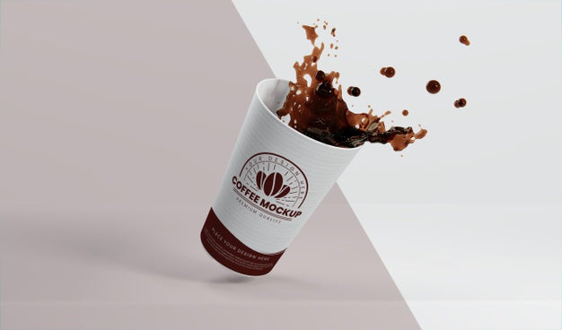 Free Assortment Of Paper Coffee Cup With Coffee Splash Psd