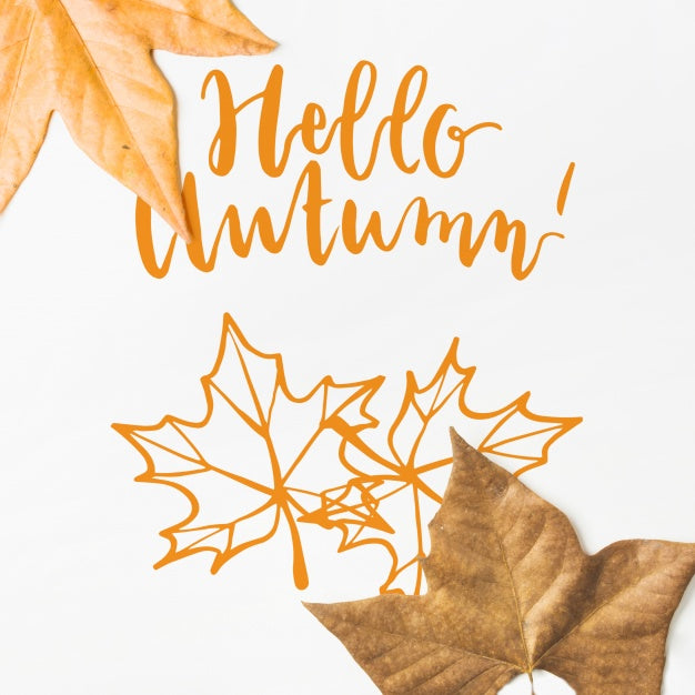 Free Autumn Mockup With Leaves Psd