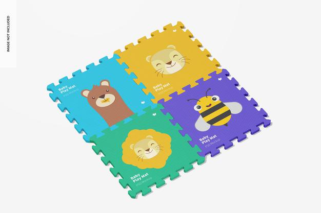 Free Baby Play Mat Set Mockup Psd