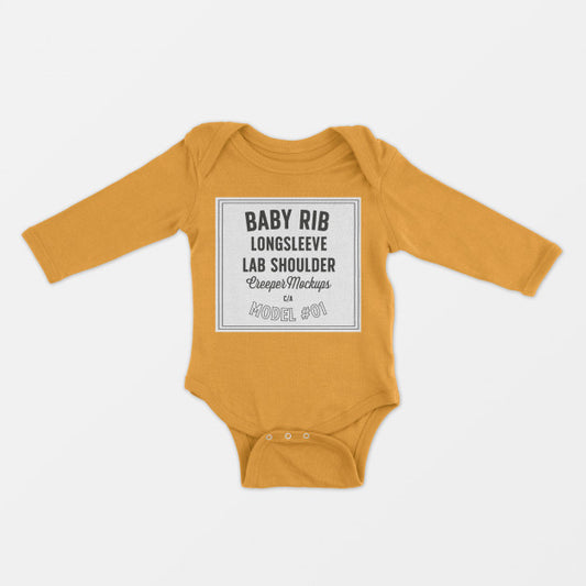 Free Baby Rib Longsleeve Lap Shoulder Creeper Mockup Psd