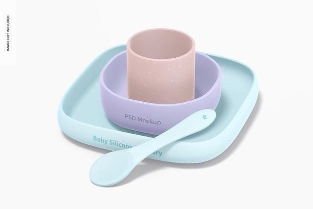 Free Baby Silicone Crockery Kit Mockup Psd