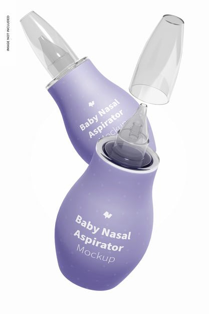 Free Baby Silicone Nasal Aspirator Blister Mockup, Floating Psd