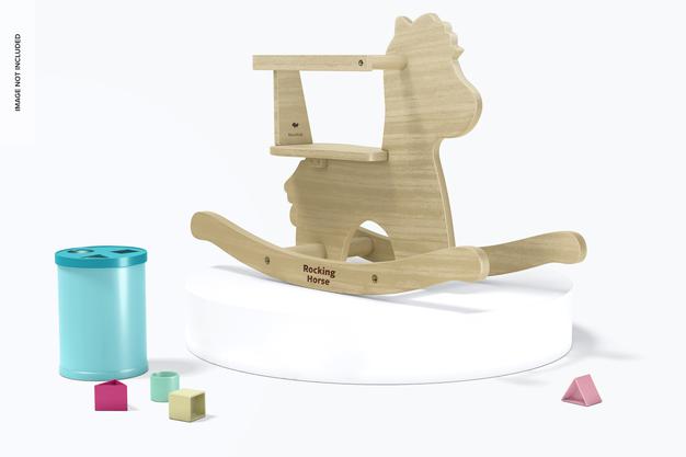 Free Baby Wooden Rocking Horse Mockup Psd