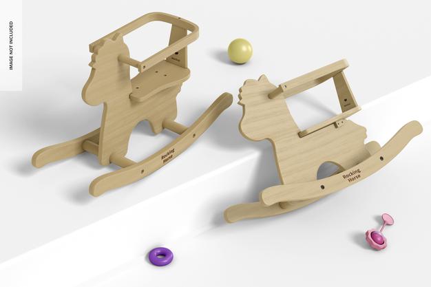 Free Baby Wooden Rocking Horse Mockup Psd