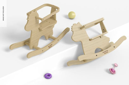 Free Baby Wooden Rocking Horse Mockup Psd